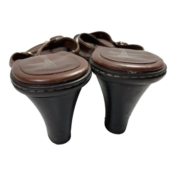 Etienne Aigner Sandals 8M Brown Leather Slip On Toe Thong Sandals - Picture 7 of 8